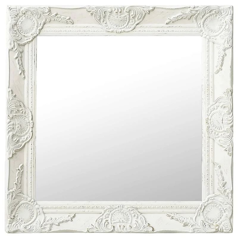 320312 vidaXL Wall Mirror Baroque Style 50x50 cm White