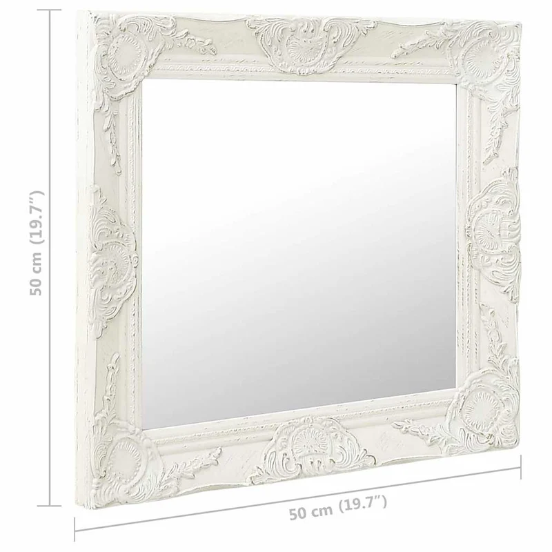 320312 vidaXL Wall Mirror Baroque Style 50x50 cm White