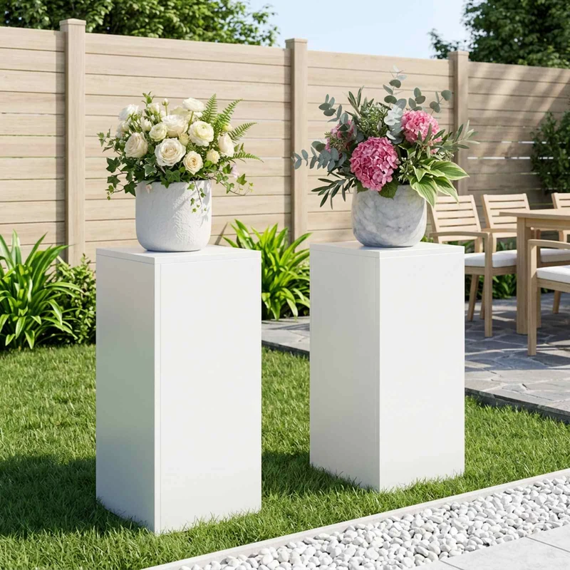 Plant Stand 2 pcs White 30 x 30 x 60 cm Steel