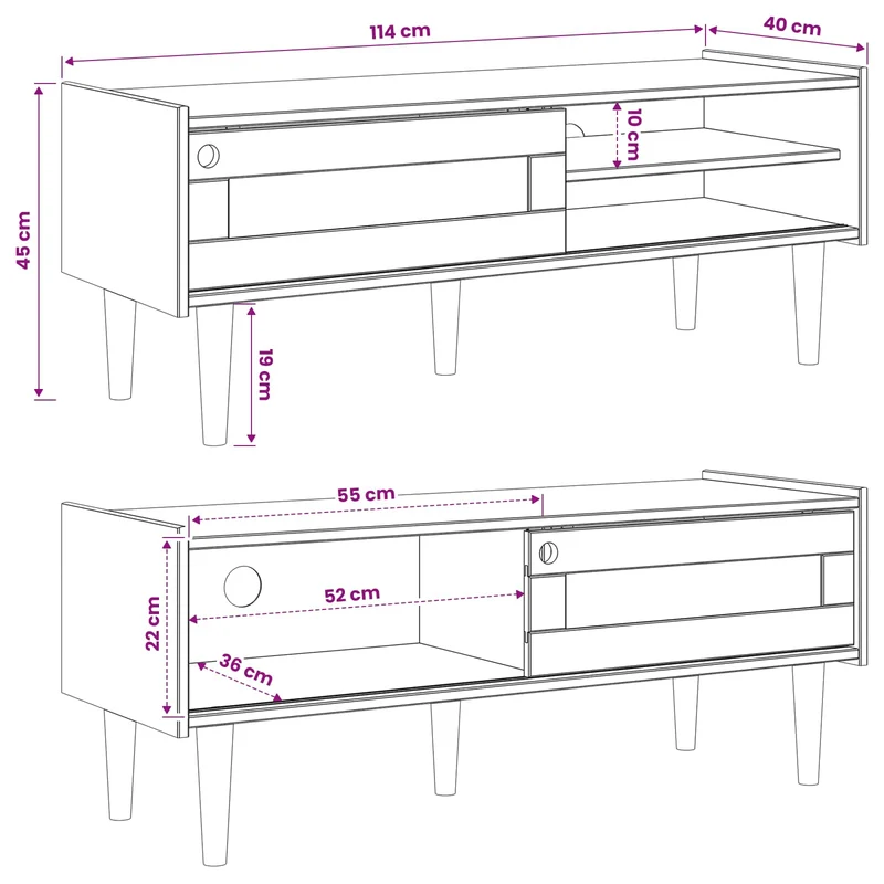 TV Cabinet BILBAO 114 x 40 x 45 cm Dark Caramel