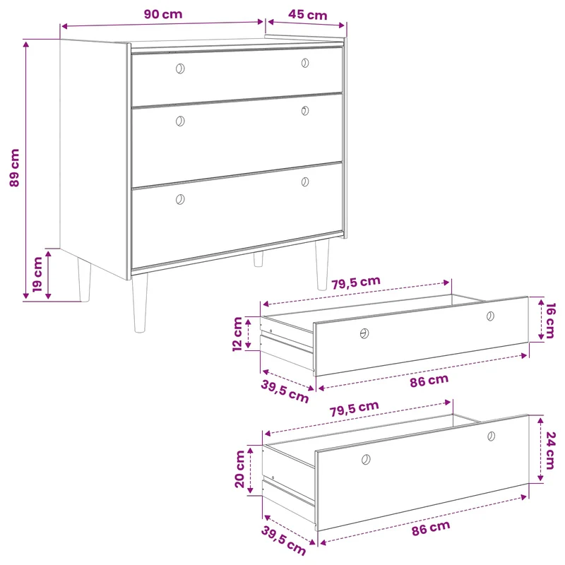 Chest of Drawers BILBAO Dark Caramel 90 x 45 x 89 cm