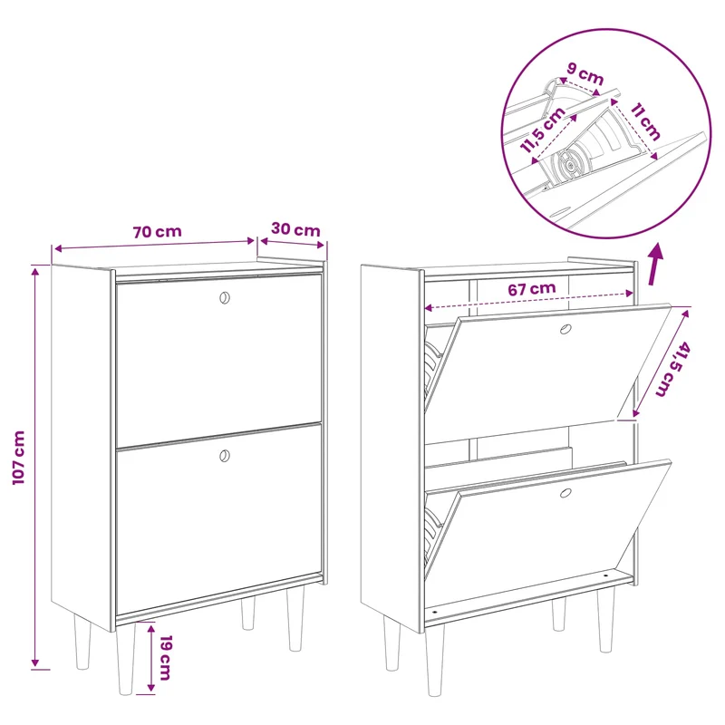 Shoe Rack BILBAO 70 x 30 x 107 cm