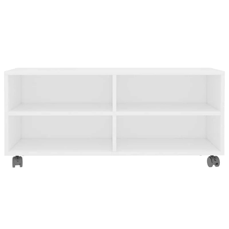 800180 vidaXL TV Cabinet with Castors White 90x35x35 cm Engineered Wood