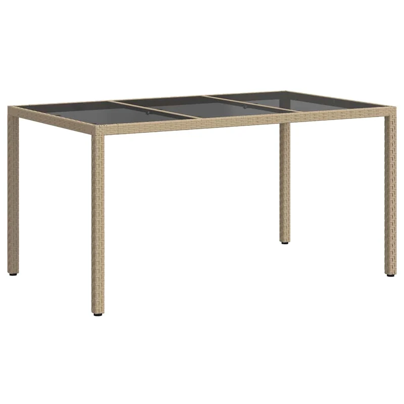 Garden Table Beige 150 x 90 x 75 cm Poly Rattan