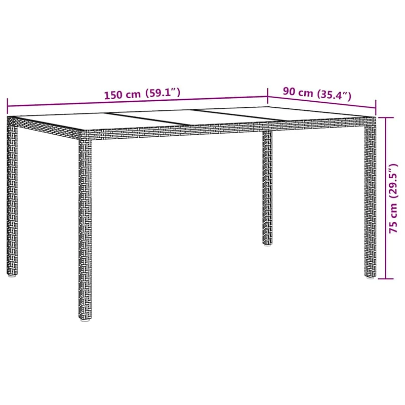 Garden Table Beige 150 x 90 x 75 cm Poly Rattan