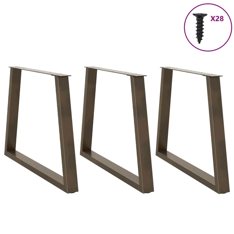 Dining Table Legs V-Shape 3 pcs Natural Steel 100x(72-73,3) cm Steel