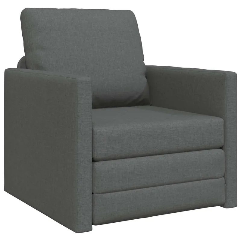 Folding Sofa Bed Dark Grey 74 x 77 x 81 cm Fabric