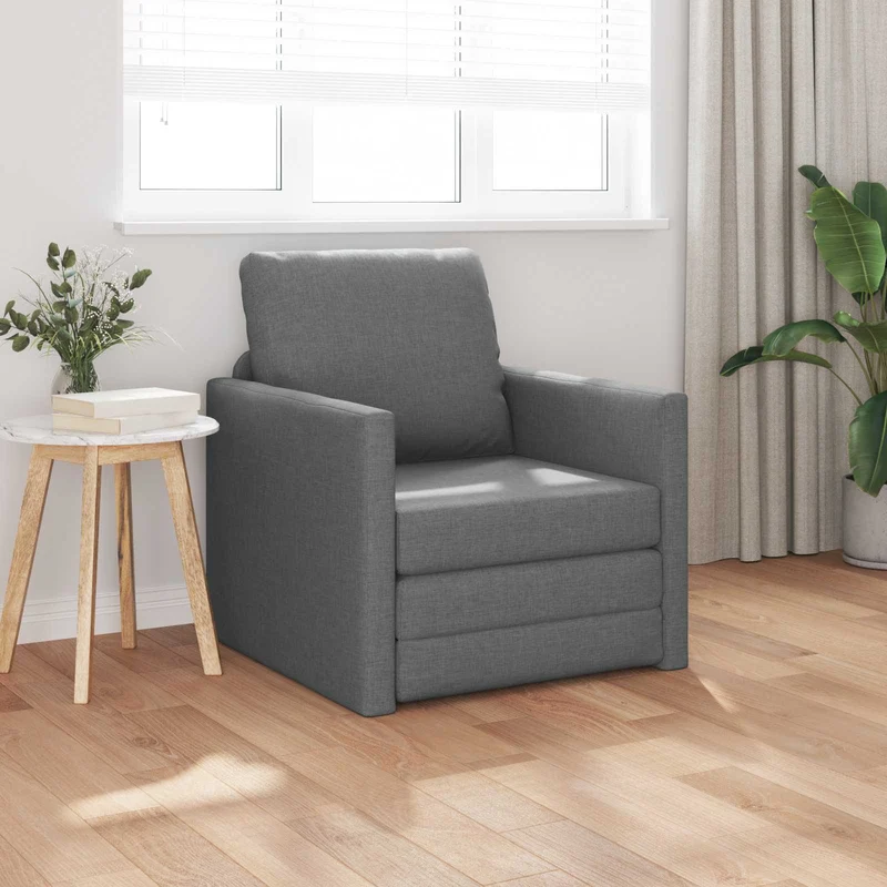 Folding Sofa Bed Dark Grey 74 x 77 x 81 cm Fabric