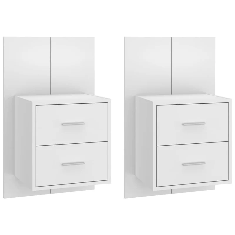 810990 vidaXL Wall-mounted Bedside Cabinets 2 pcs White