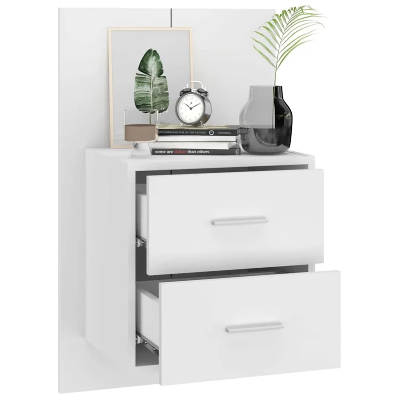 810990 vidaXL Wall-mounted Bedside Cabinets 2 pcs White