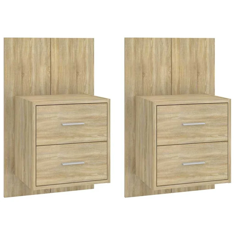 810996 vidaXL Wall-mounted Bedside Cabinets 2 pcs Sonoma Oak