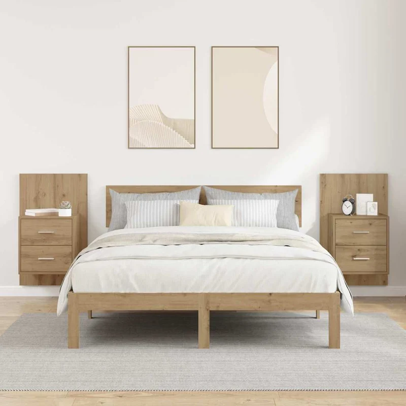 Wall-mounted Bedside Cabinet 2 pcs Artisan Oak
