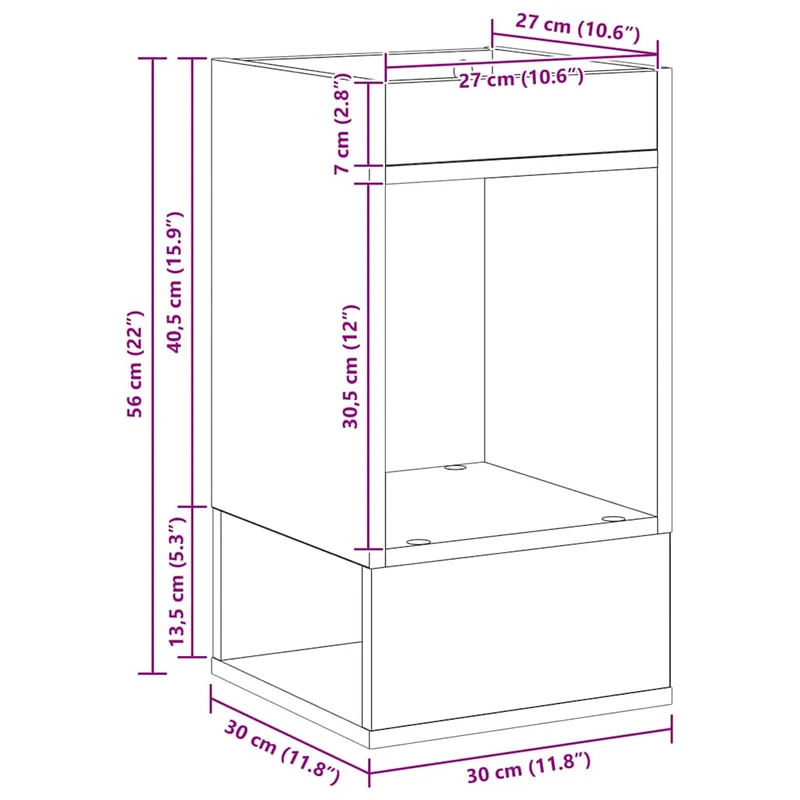 End Table Artisan Oak 30 x 30 x 56 cm Engineered Wood