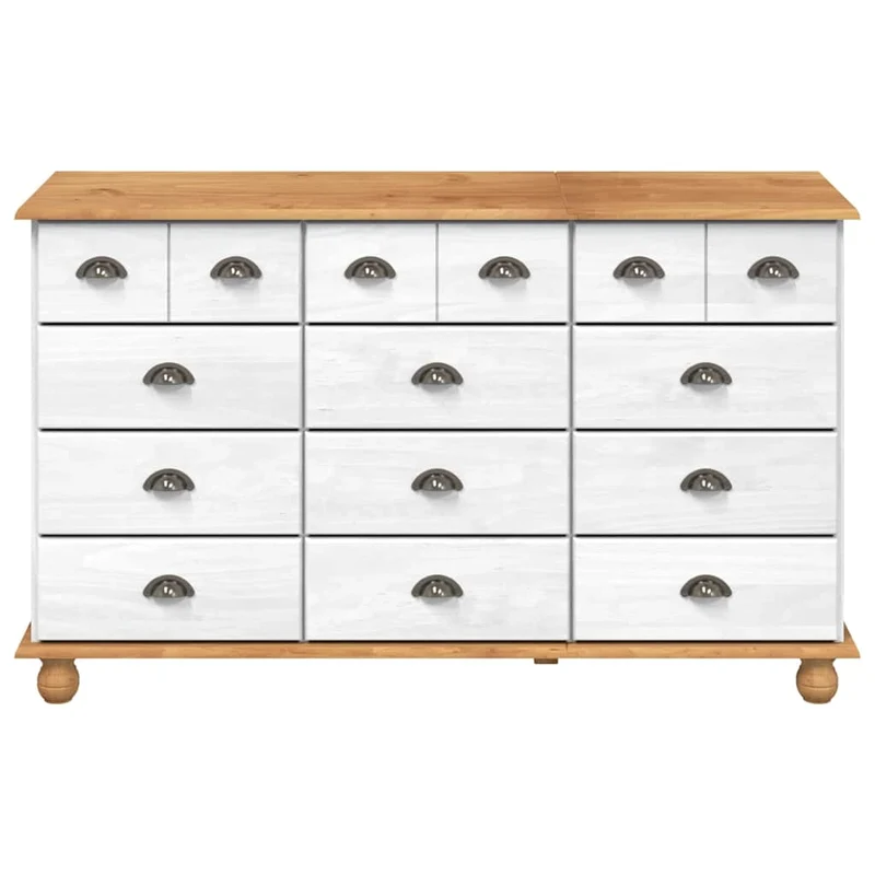 Chest of Drawer ASKIM White 79 x 40 x 133.5 cm Solid Pine Wood