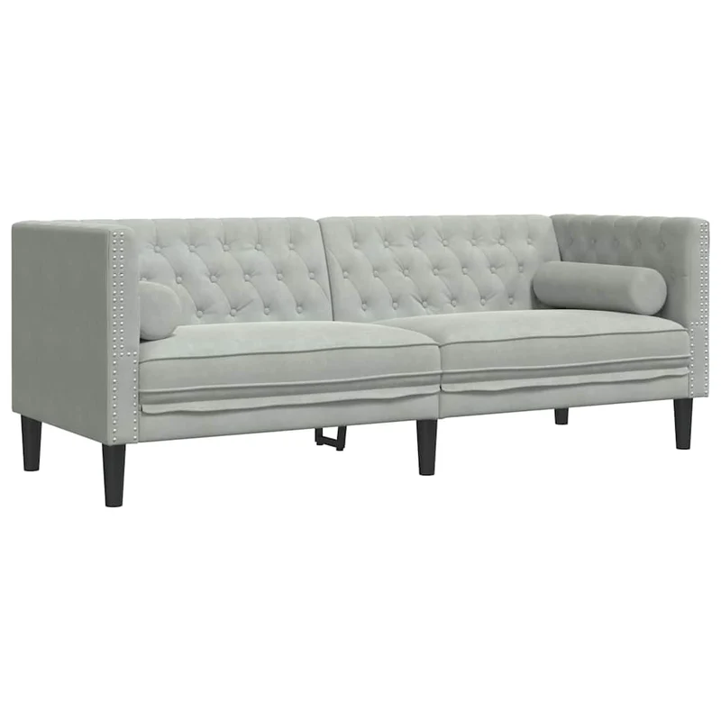 Sofa Light Grey 194 x 74.5 x 70.5 cm Velvet