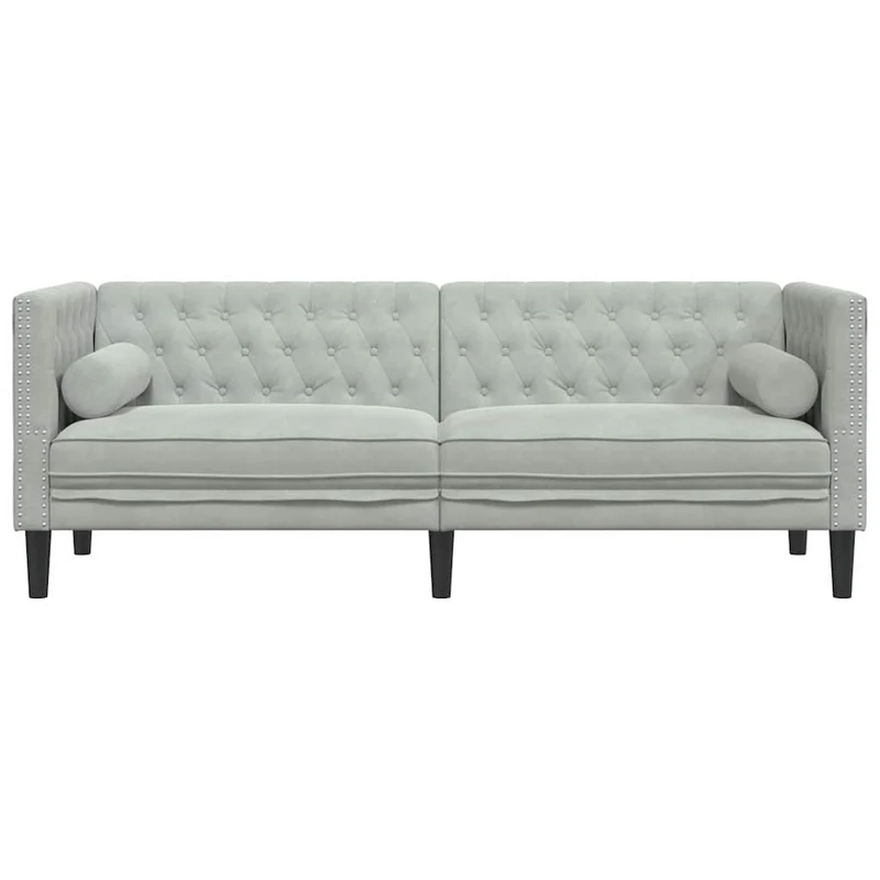 Sofa Light Grey 194 x 74.5 x 70.5 cm Velvet