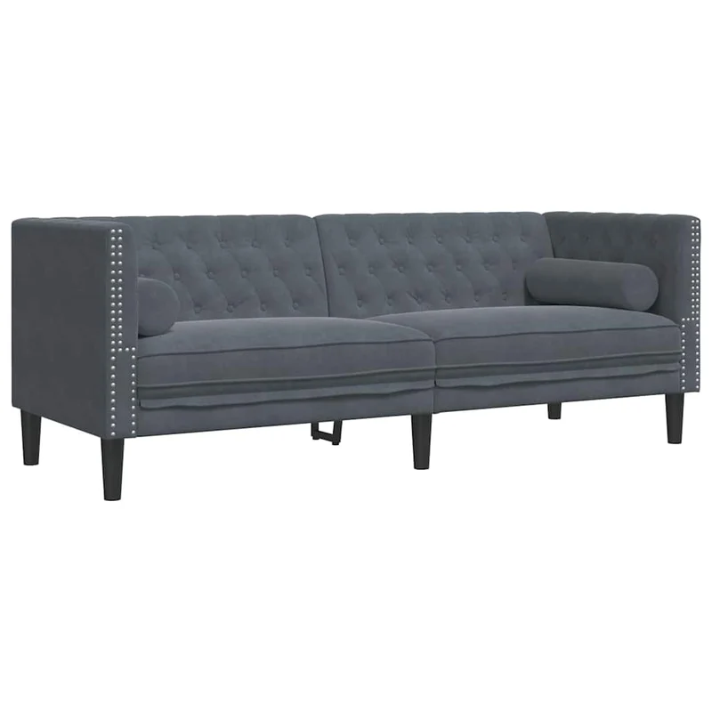 Sofa Dark Grey 194 x 74.5 x 70.5 cm Velvet