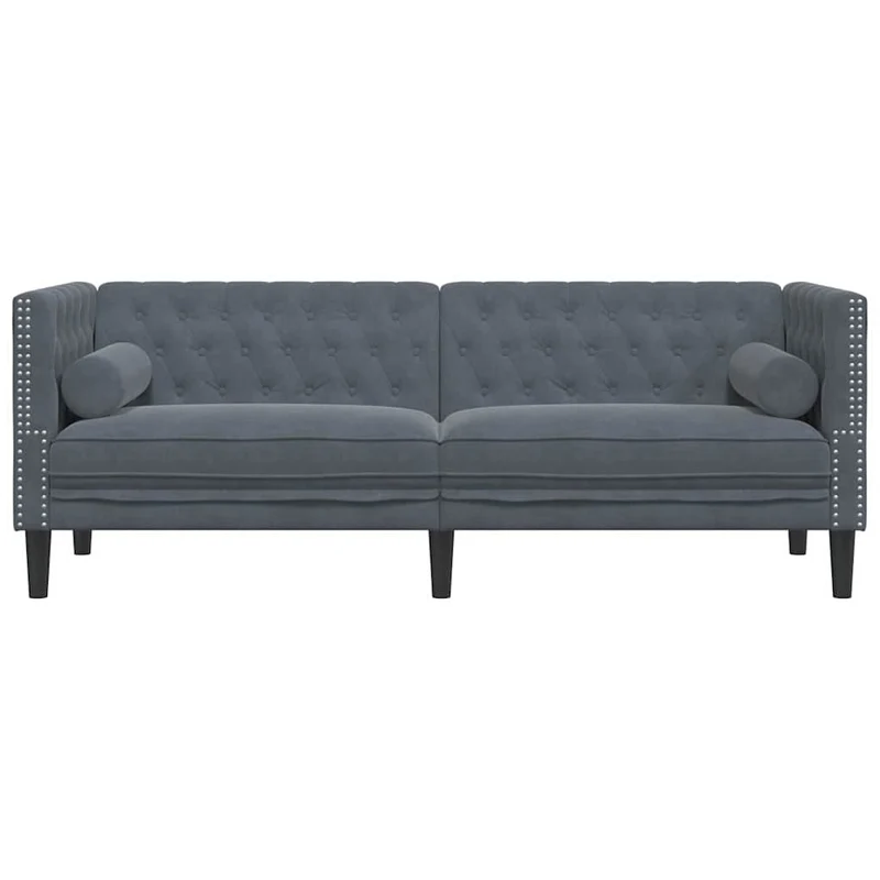 Sofa Dark Grey 194 x 74.5 x 70.5 cm Velvet