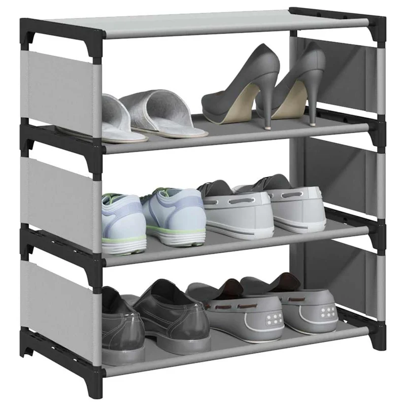 Shoe Rack 4-Tier Grey 54x28x55 cm Non-woven Fabric