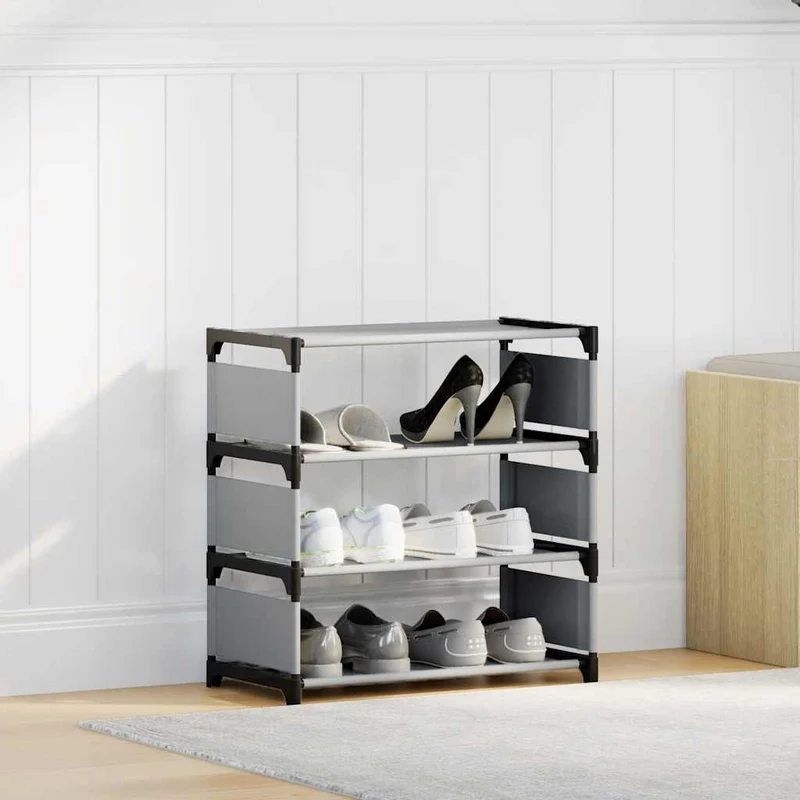 Shoe Rack 4-Tier Grey 54x28x55 cm Non-woven Fabric