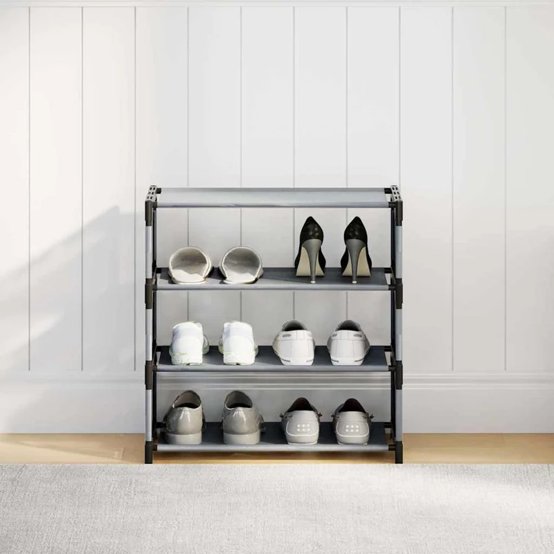 Shoe Rack 4-Tier Grey 54x28x55 cm Non-woven Fabric