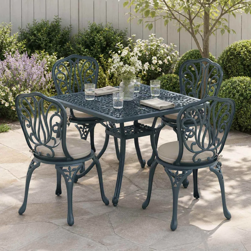Seat Cushions SOEST 4 pcs 100% Polyester Grey Ø 40 x 7 cm