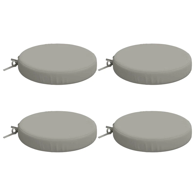 Seat Cushions SOEST 4 pcs 100% Polyester Grey Ø 40 x 7 cm