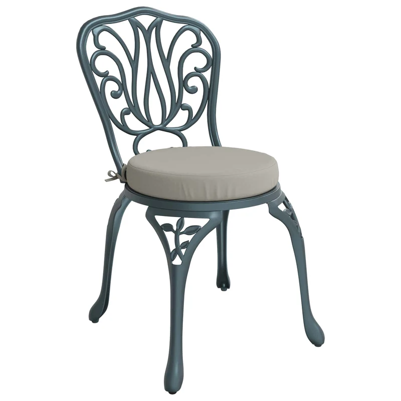 Seat Cushions SOEST 4 pcs 100% Polyester Grey Ø 40 x 7 cm