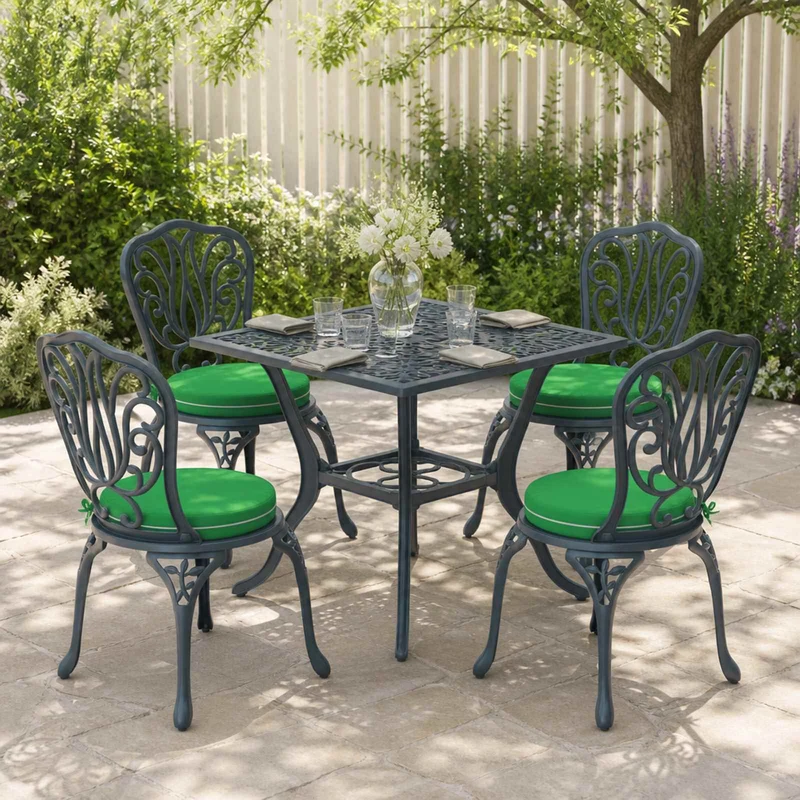Seat Cushions SOEST 4 pcs 100% Polyester Green Ø 40 x 7 cm