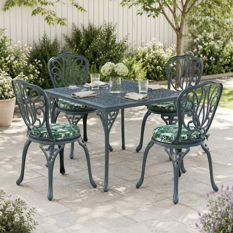 Seat Cushions SOEST 4 pcs 100% Polyester Leaf Pattern