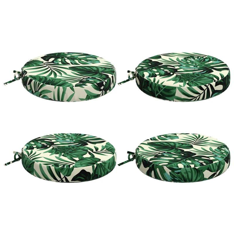 Seat Cushions SOEST 4 pcs 100% Polyester Leaf Pattern