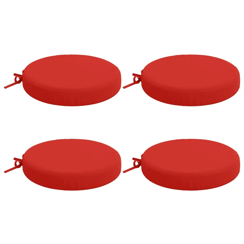Seat Cushions SOEST 4 pcs 100% Polyester Red Ø 40 x 7 cm