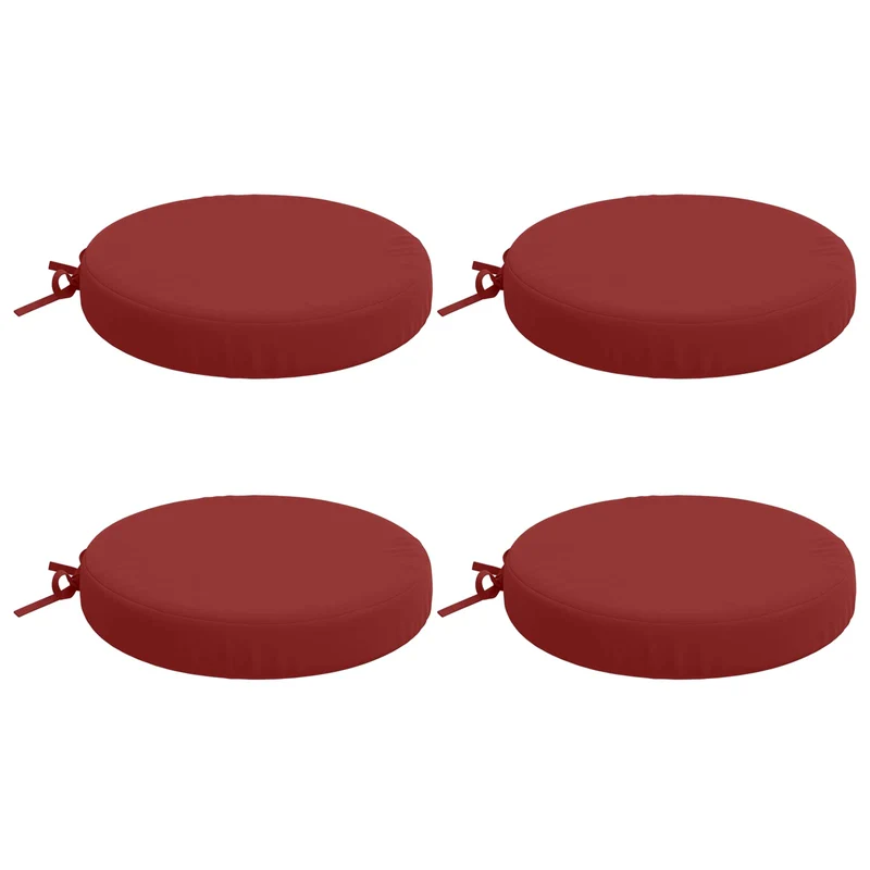 Seat Cushions SOEST 4 pcs 100% Polyester Wine Red Ø 40 x 7 cm