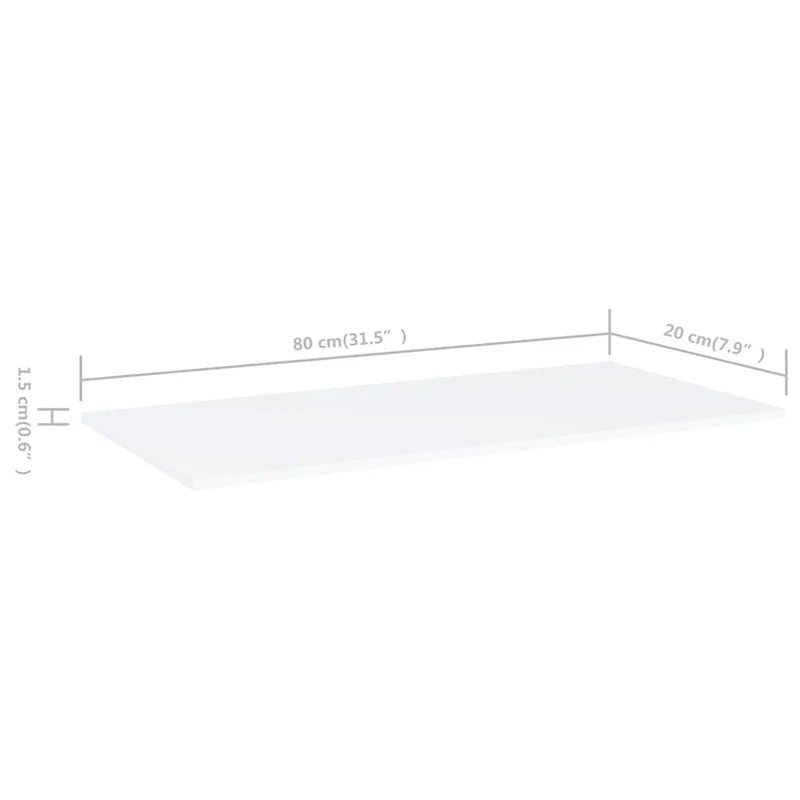805298 vidaXL Bookshelf Boards 4 pcs White 80x20x1,5 cm Engineered Wood