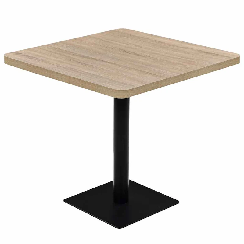 Bistro Table MDF and Steel Square 80x80x75 cm Oak Colour