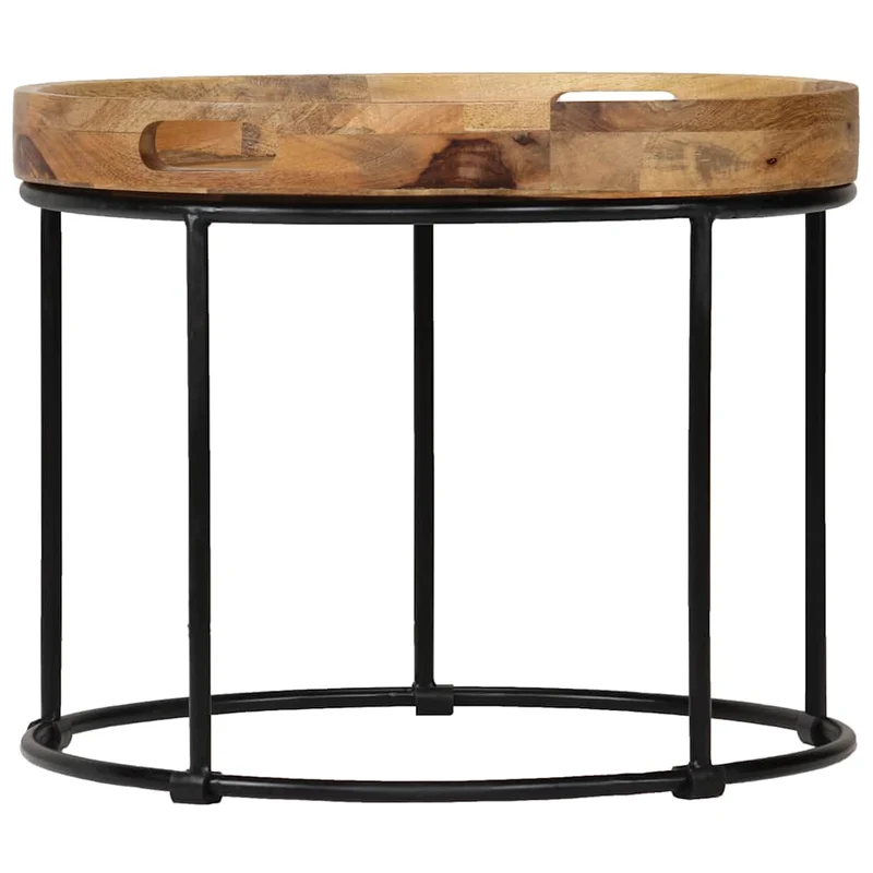 246672 vidaXL Coffee Table Solid Mange Wood and Steel 50x40 cm