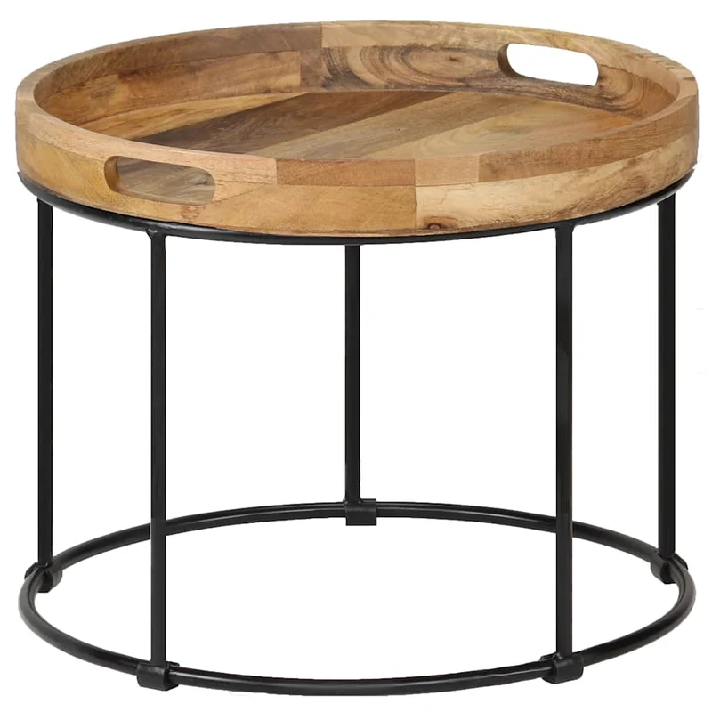 246672 vidaXL Coffee Table Solid Mange Wood and Steel 50x40 cm