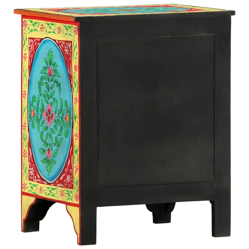286158 vidaXL Hand Painted Bedside Cabinet 40x30x50 cm Solid Mango Wood