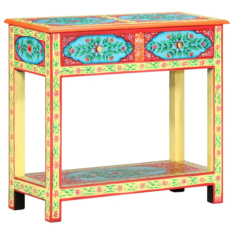 286159 vidaXL Hand Painted Console Table 80x35x75 cm Solid Mango Wood