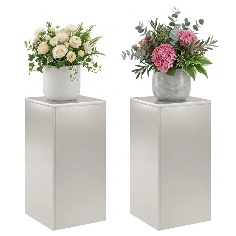 Plant Stand 2 pcs Silver 30 x 30 x 60 cm Steel