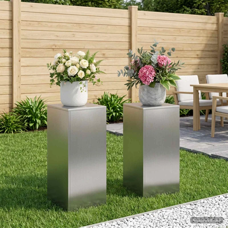 Plant Stand 2 pcs Silver 30 x 30 x 60 cm Stainless Steel