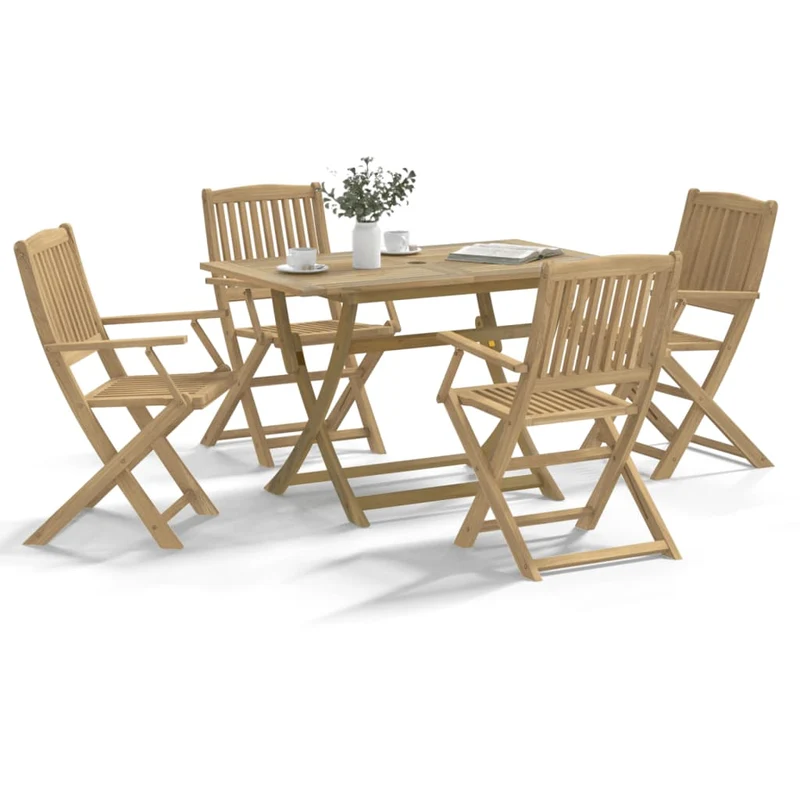 5 Piece Garden Dining Set Solid Wood Acacia