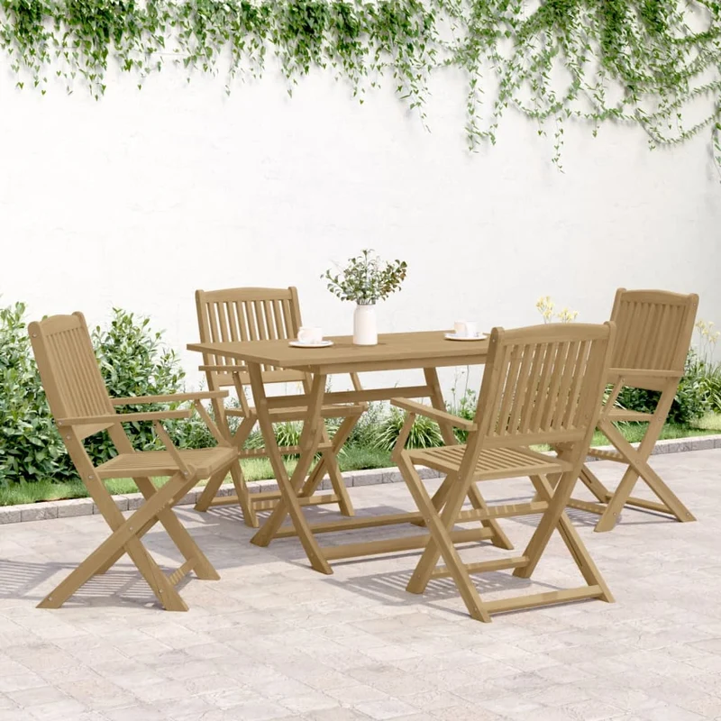 5 Piece Garden Dining Set Solid Wood Acacia