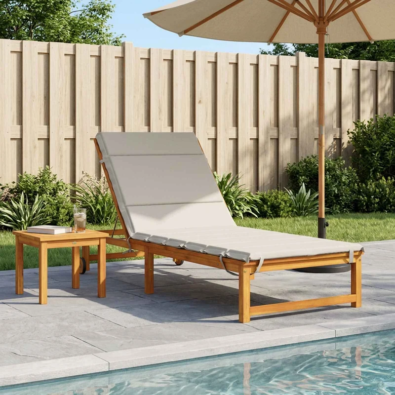 Sunlounger Cushion GEMERT 100% Polyester White 200 x 70 x 3 cm
