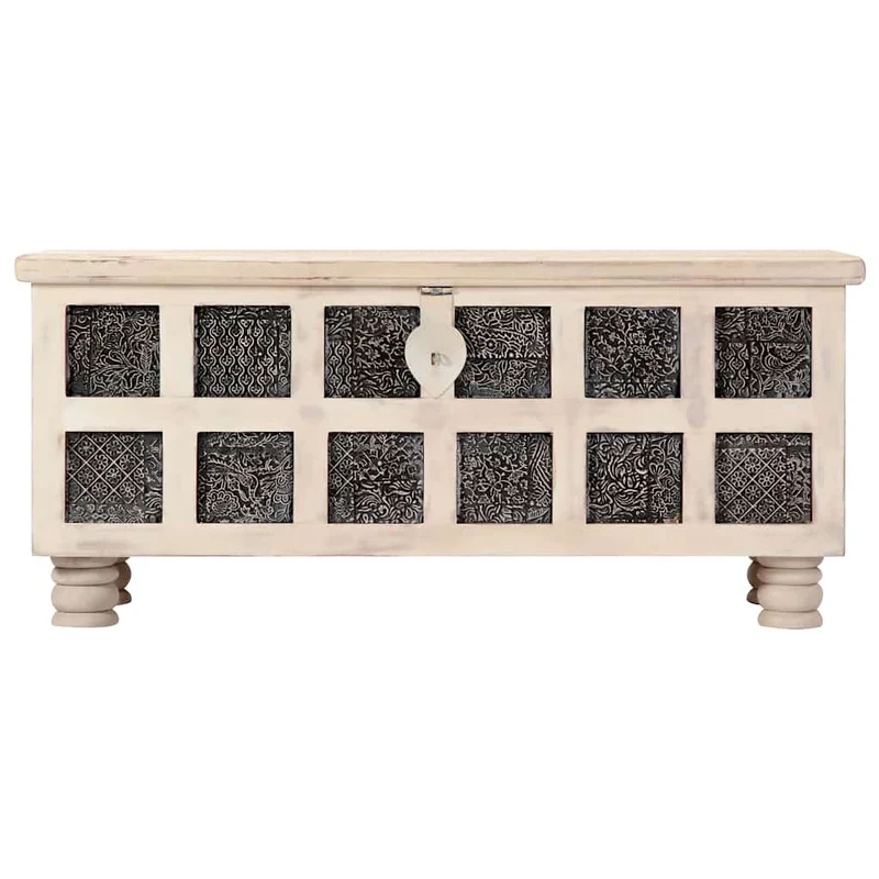 247670 vidaXL Storage Box White 110x40x45 cm Solid Acacia Wood