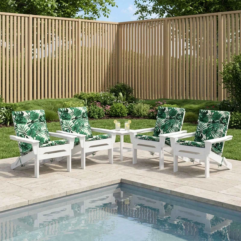 Low Back Chair Cushion GEMERT 6 pcs 100% Polyester Leaf Pattern
