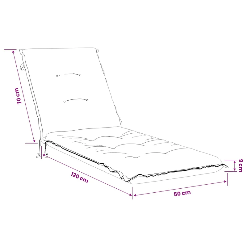Sunlounger Cushion GEMERT 100% Polyester Red 190 x 50 x 9 cm