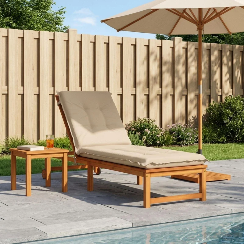 Sunlounger Cushion GEMERT 100% Polyester Cream 190 x 50 x 9 cm