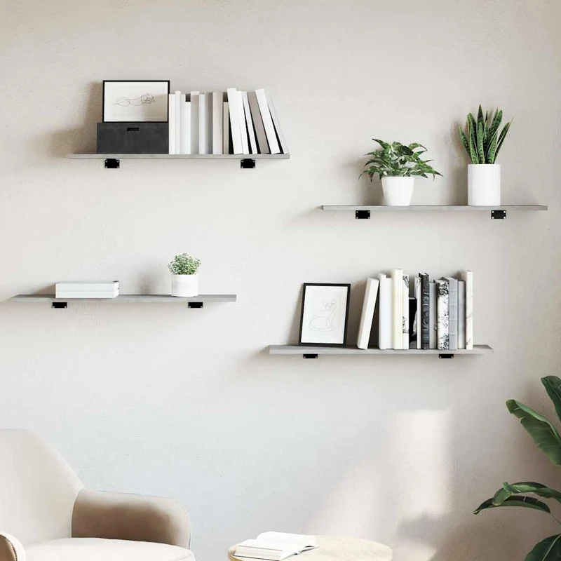 805306 vidaXL Bookshelf Boards 4 pcs Concrete Grey 80x20x1,5 cm Engineered Wood