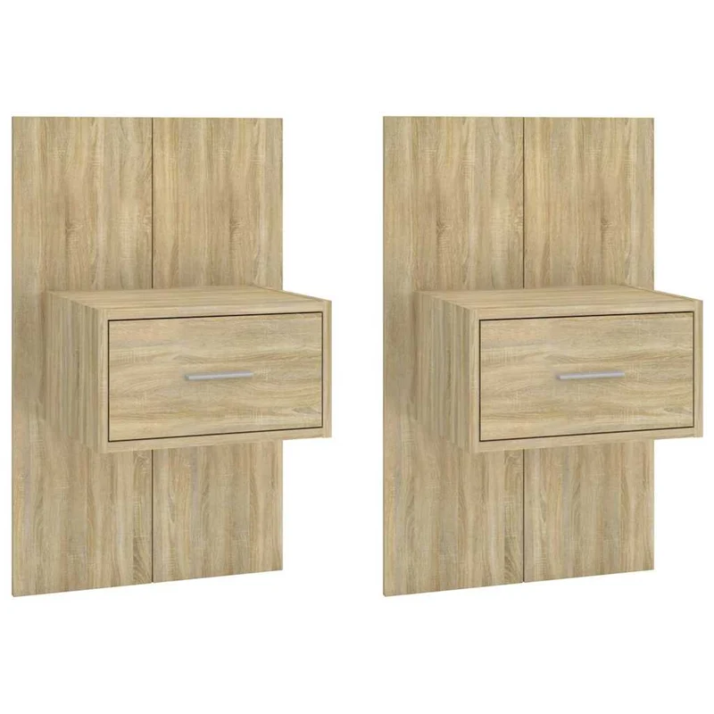810978 vidaXL Wall-mounted Bedside Cabinets 2 pcs Sonoma Oak